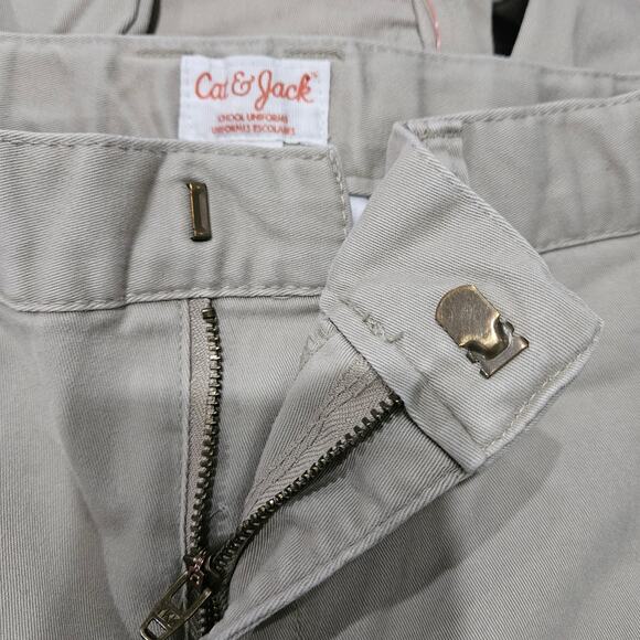 2 Pack Boy's Size 14 Khaki Straight Leg Chino School Uniform Pants - Picture 4 of 9